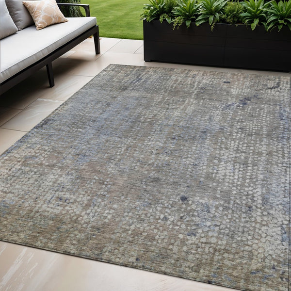 HomeRoots 5' Stylish Taupe and Ivory Abstract Washable Area Rug for Indoor and Outdoor Spaces, Durable Design 5' X 8' 631078