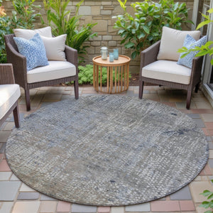 HomeRoots 5' Stylish Taupe and Ivory Abstract Washable Area Rug for Indoor and Outdoor Spaces, Durable Design 8' Round 631079