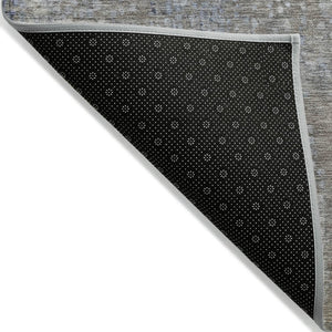 HomeRoots 5' Stylish Taupe and Ivory Abstract Washable Area Rug for Indoor and Outdoor Spaces, Durable Design 8' Round 631079