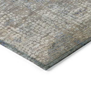 HomeRoots 5' Stylish Taupe and Ivory Abstract Washable Area Rug for Indoor and Outdoor Spaces, Durable Design 8' Round 631079