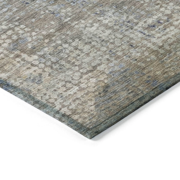 HomeRoots 5' Stylish Taupe and Ivory Abstract Washable Area Rug for Indoor and Outdoor Spaces, Durable Design 8' Round 631079