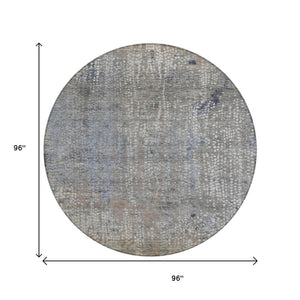 HomeRoots 5' Stylish Taupe and Ivory Abstract Washable Area Rug for Indoor and Outdoor Spaces, Durable Design 8' Round 631079