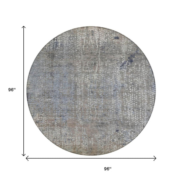 HomeRoots 5' Stylish Taupe and Ivory Abstract Washable Area Rug for Indoor and Outdoor Spaces, Durable Design 8' Round 631079