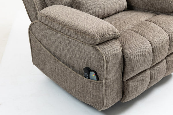 English Elm Oversized Power Lift Recliner Chair with Massage Heating and Usb Charging for Living Room Taupe W547S00072
