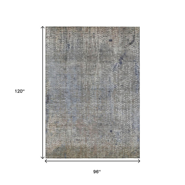HomeRoots 5' Stylish Taupe and Ivory Abstract Washable Area Rug for Indoor and Outdoor Spaces, Durable Design 8' X 10' 631080