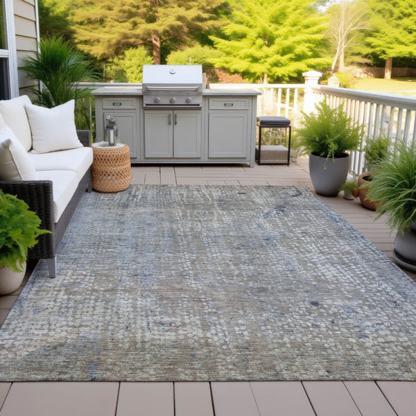 HomeRoots 5' Stylish Taupe and Ivory Abstract Washable Area Rug for Indoor and Outdoor Spaces, Durable Design 8' X 10' 631080