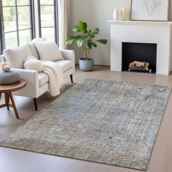 HomeRoots 5' Stylish Taupe and Ivory Abstract Washable Area Rug for Indoor and Outdoor Spaces, Durable Design 8' X 10' 631080