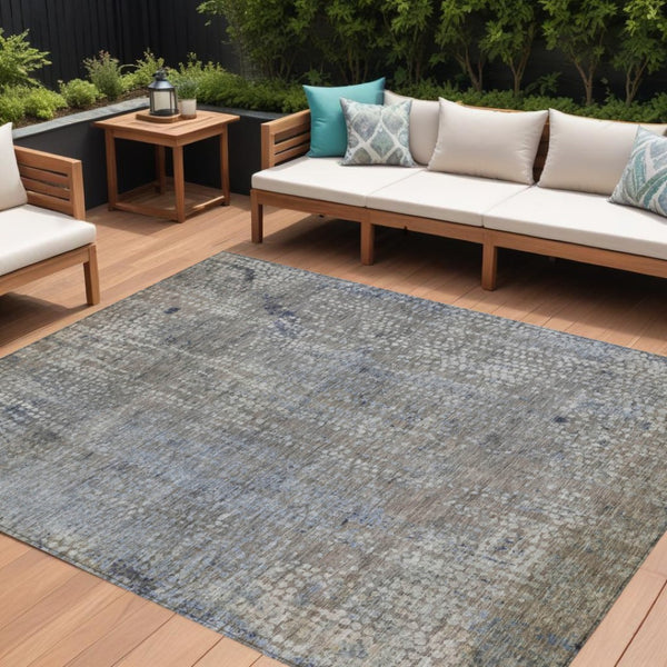 HomeRoots 5' Stylish Taupe and Ivory Abstract Washable Area Rug for Indoor and Outdoor Spaces, Durable Design 9' X 12' 631081