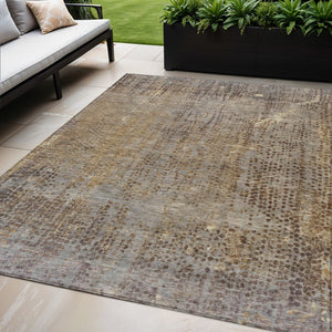 HomeRoots 5' Brown and Ivory Abstract Indoor Outdoor Area Rug - Durable, Washable, Stylish for Any Space 5' X 8' 631084