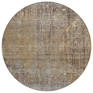 HomeRoots 5' Brown and Ivory Abstract Indoor Outdoor Area Rug - Durable, Washable, Stylish for Any Space 8' Round 631085