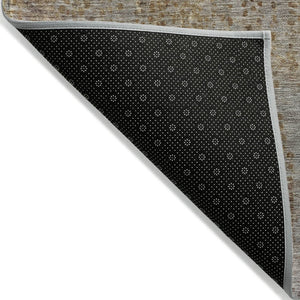 HomeRoots 5' Brown and Ivory Abstract Indoor Outdoor Area Rug - Durable, Washable, Stylish for Any Space 8' Round 631085