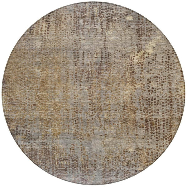 HomeRoots 5' Brown and Ivory Abstract Indoor Outdoor Area Rug - Durable, Washable, Stylish for Any Space 8' Round 631085