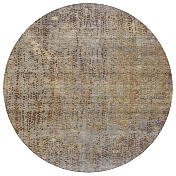 HomeRoots 5' Brown and Ivory Abstract Indoor Outdoor Area Rug - Durable, Washable, Stylish for Any Space 8' Round 631085