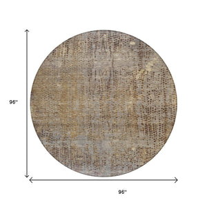 HomeRoots 5' Brown and Ivory Abstract Indoor Outdoor Area Rug - Durable, Washable, Stylish for Any Space 8' Round 631085