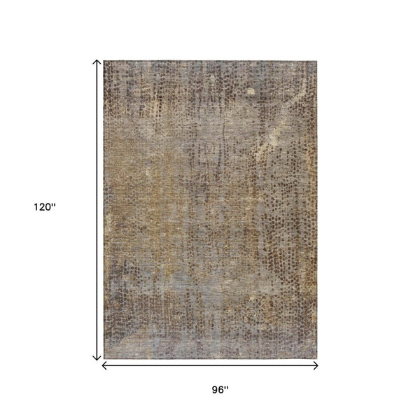 HomeRoots 5' Brown and Ivory Abstract Indoor Outdoor Area Rug - Durable, Washable, Stylish for Any Space 8' X 10' 631086