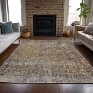 HomeRoots 5' Brown and Ivory Abstract Indoor Outdoor Area Rug - Durable, Washable, Stylish for Any Space 8' X 10' 631086