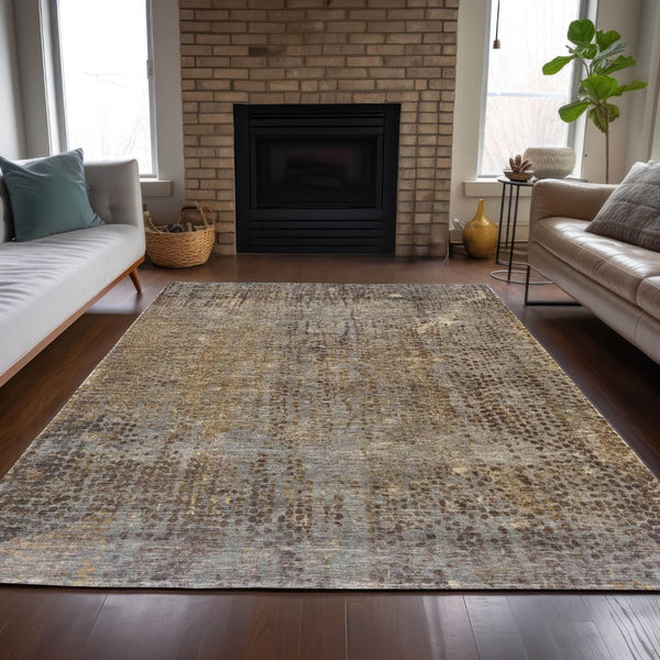 HomeRoots 5' Brown and Ivory Abstract Indoor Outdoor Area Rug - Durable, Washable, Stylish for Any Space 8' X 10' 631086