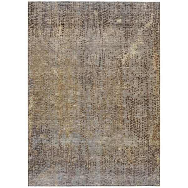 HomeRoots 5' Brown and Ivory Abstract Indoor Outdoor Area Rug - Durable, Washable, Stylish for Any Space 9' X 12' 631087