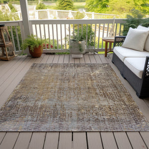 HomeRoots 5' Brown and Ivory Abstract Indoor Outdoor Area Rug - Durable, Washable, Stylish for Any Space 10' X 14' 631088