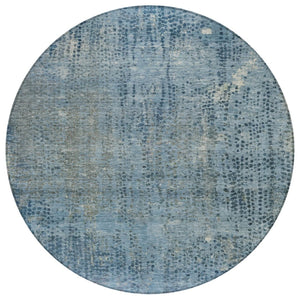 HomeRoots 5' Blue and Ivory Abstract Area Rug - Stylish, Washable Design Perfect for Indoor and Outdoor Spaces 8' Round 631091