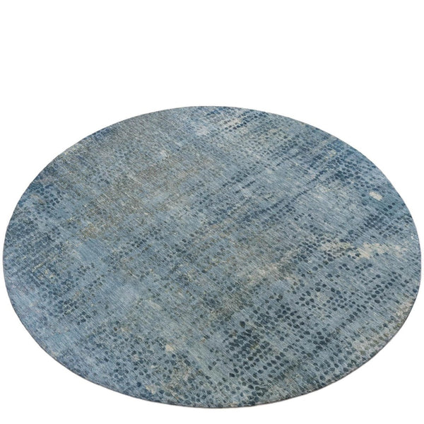 HomeRoots 5' Blue and Ivory Abstract Area Rug - Stylish, Washable Design Perfect for Indoor and Outdoor Spaces 8' Round 631091
