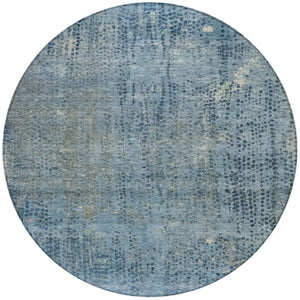 HomeRoots 5' Blue and Ivory Abstract Area Rug - Stylish, Washable Design Perfect for Indoor and Outdoor Spaces 8' Round 631091