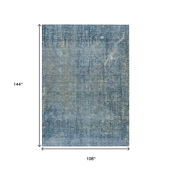 HomeRoots 5' Blue and Ivory Abstract Area Rug - Stylish, Washable Design Perfect for Indoor and Outdoor Spaces 9' X 12' 631093