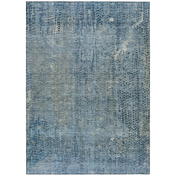 HomeRoots 5' Blue and Ivory Abstract Area Rug - Stylish, Washable Design Perfect for Indoor and Outdoor Spaces 9' X 12' 631093