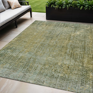 HomeRoots 5' Green and Ivory Abstract Washable Area Rug - Versatile Indoor/Outdoor Design for Modern Spaces 5' X 8' 631096