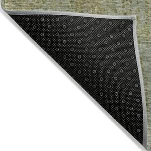 HomeRoots 5' Green and Ivory Abstract Washable Area Rug - Versatile Indoor/Outdoor Design for Modern Spaces 5' X 8' 631096