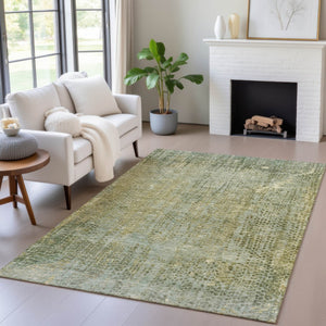 HomeRoots 5' Green and Ivory Abstract Washable Area Rug - Versatile Indoor/Outdoor Design for Modern Spaces 5' X 8' 631096