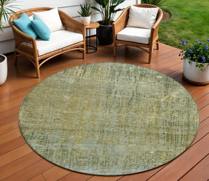 HomeRoots 5' Green and Ivory Abstract Washable Area Rug - Versatile Indoor/Outdoor Design for Modern Spaces 8' Round 631097