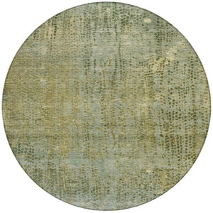 HomeRoots 5' Green and Ivory Abstract Washable Area Rug - Versatile Indoor/Outdoor Design for Modern Spaces 8' Round 631097