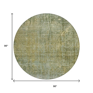 HomeRoots 5' Green and Ivory Abstract Washable Area Rug - Versatile Indoor/Outdoor Design for Modern Spaces 8' Round 631097