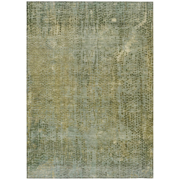 HomeRoots 5' Green and Ivory Abstract Washable Area Rug - Versatile Indoor/Outdoor Design for Modern Spaces 10' X 14' 631100