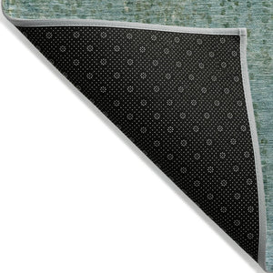 HomeRoots 5' Teal Blue and Ivory Abstract Area Rug - Washable, Durable, Stylish for Indoor and Outdoor Spaces 8' Round 631103
