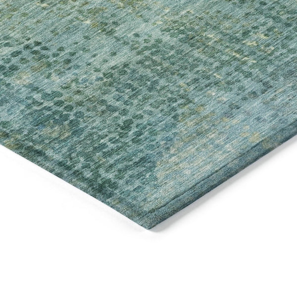 HomeRoots 5' Teal Blue and Ivory Abstract Area Rug - Washable, Durable, Stylish for Indoor and Outdoor Spaces 8' Round 631103