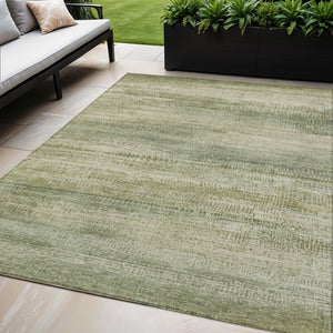 HomeRoots 5' Artichoke Green and Beige Abstract Rug - Stylish, Washable Indoor-Outdoor Area Rug for Every Space 5' X 8' 631108