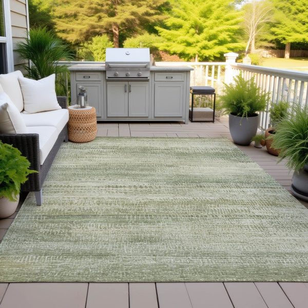 HomeRoots 5' Artichoke Green and Beige Abstract Rug - Stylish, Washable Indoor-Outdoor Area Rug for Every Space 5' X 8' 631108