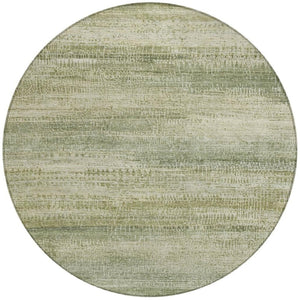HomeRoots 5' Artichoke Green and Beige Abstract Rug - Stylish, Washable Indoor-Outdoor Area Rug for Every Space 8' Round 631109