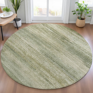 HomeRoots 5' Artichoke Green and Beige Abstract Rug - Stylish, Washable Indoor-Outdoor Area Rug for Every Space 8' Round 631109