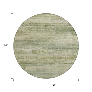 HomeRoots 5' Artichoke Green and Beige Abstract Rug - Stylish, Washable Indoor-Outdoor Area Rug for Every Space 8' Round 631109