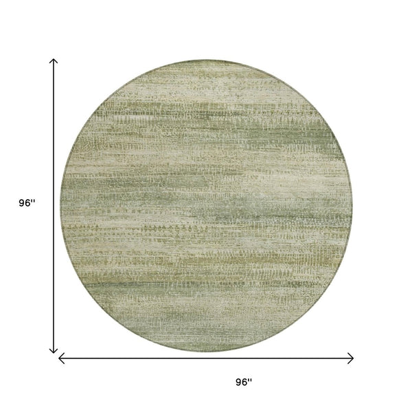 HomeRoots 5' Artichoke Green and Beige Abstract Rug - Stylish, Washable Indoor-Outdoor Area Rug for Every Space 8' Round 631109