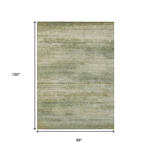 HomeRoots 5' Artichoke Green and Beige Abstract Rug - Stylish, Washable Indoor-Outdoor Area Rug for Every Space 8' X 10' 631110