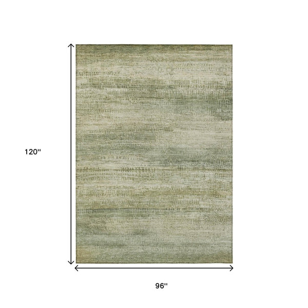 HomeRoots 5' Artichoke Green and Beige Abstract Rug - Stylish, Washable Indoor-Outdoor Area Rug for Every Space 8' X 10' 631110