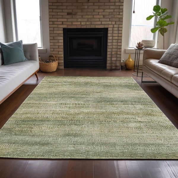 HomeRoots 5' Artichoke Green and Beige Abstract Rug - Stylish, Washable Indoor-Outdoor Area Rug for Every Space 8' X 10' 631110