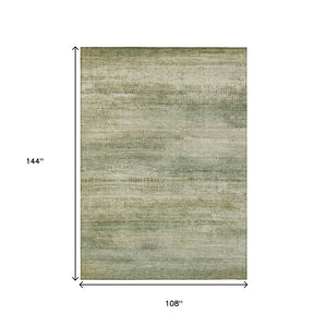 HomeRoots 5' Artichoke Green and Beige Abstract Rug - Stylish, Washable Indoor-Outdoor Area Rug for Every Space 9' X 12' 631111