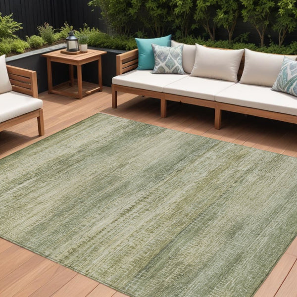 HomeRoots 5' Artichoke Green and Beige Abstract Rug - Stylish, Washable Indoor-Outdoor Area Rug for Every Space 9' X 12' 631111