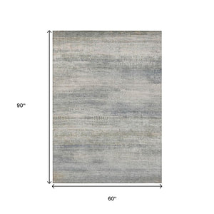 HomeRoots 5' Contemporary Linen and Beige Abstract Washable Area Rug for Indoor and Outdoor Spaces 5' X 8' 631114