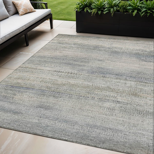 HomeRoots 5' Contemporary Linen and Beige Abstract Washable Area Rug for Indoor and Outdoor Spaces 5' X 8' 631114